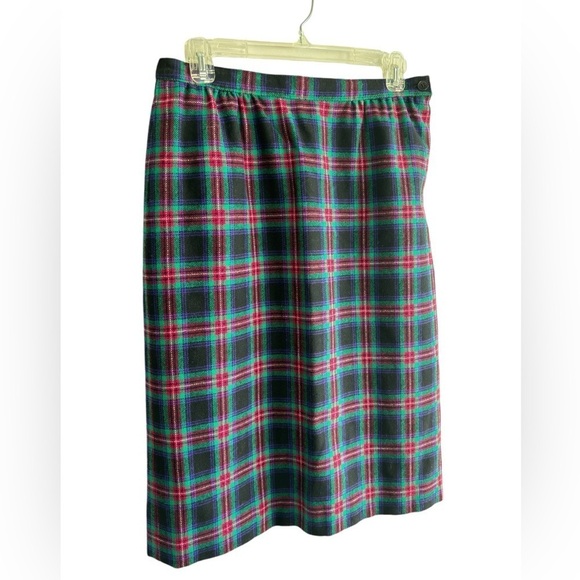 VTG Pendleton Plaid Wool Midi Skirt Womens 12P Lined Pleaded Pockets Made in USA - Picture 5 of 12